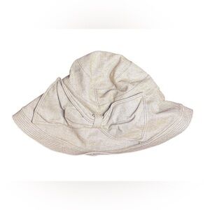 Beige Linen Bucket Hat Boho Summer Adjustable